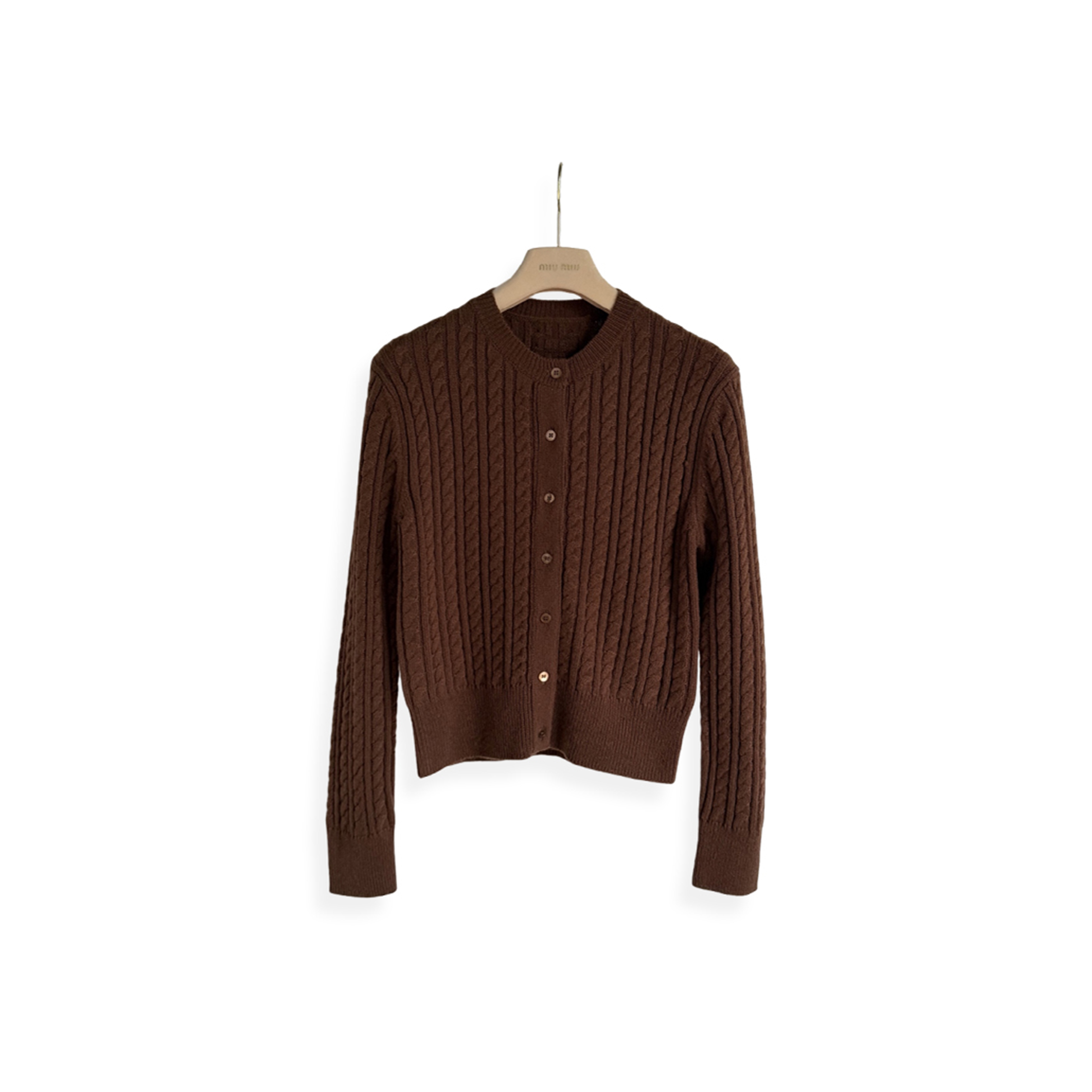 MIU MIU CABLE-KNIT CASHMERE CARDIGAN MMF01Q